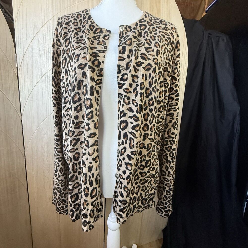 Croft & Barrow Women’s XL Leopard Print Cardigan 100% Cotton Button Front